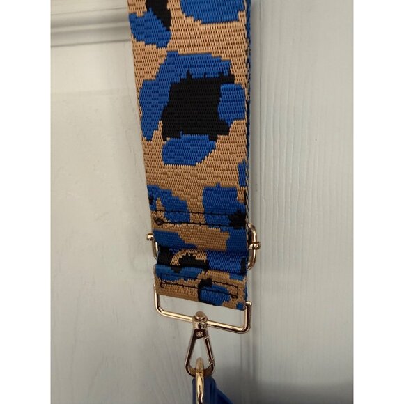 Ah-Dorned Blue Leather Animal Print Strap Crossbody Bag - Picture 3 of 9